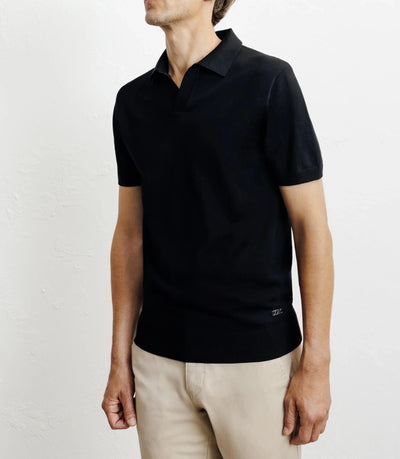 Polo col ouvert en maille noir