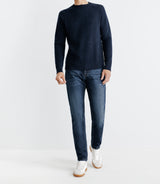 Pull lambswool col rond bleu marine - IZAC