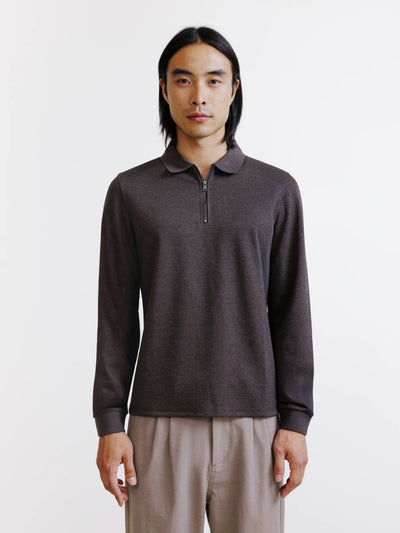 Polo zippé marron
