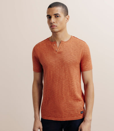 T-shirt boutonné orange foncé - IZAC