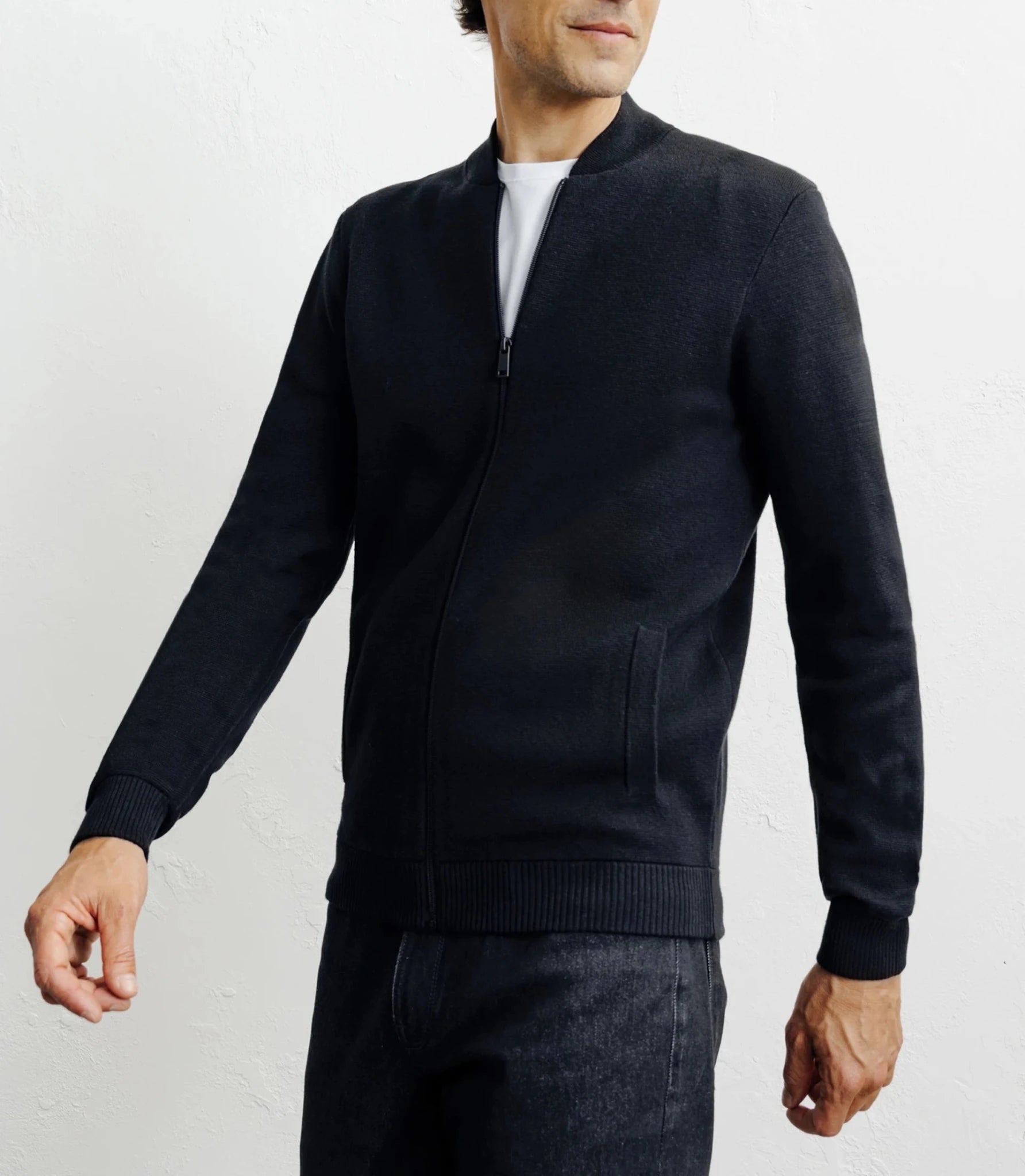 Cardigan zippé col teddy noir