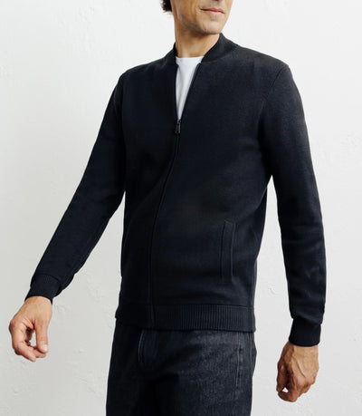 Cardigan zippé col teddy noir