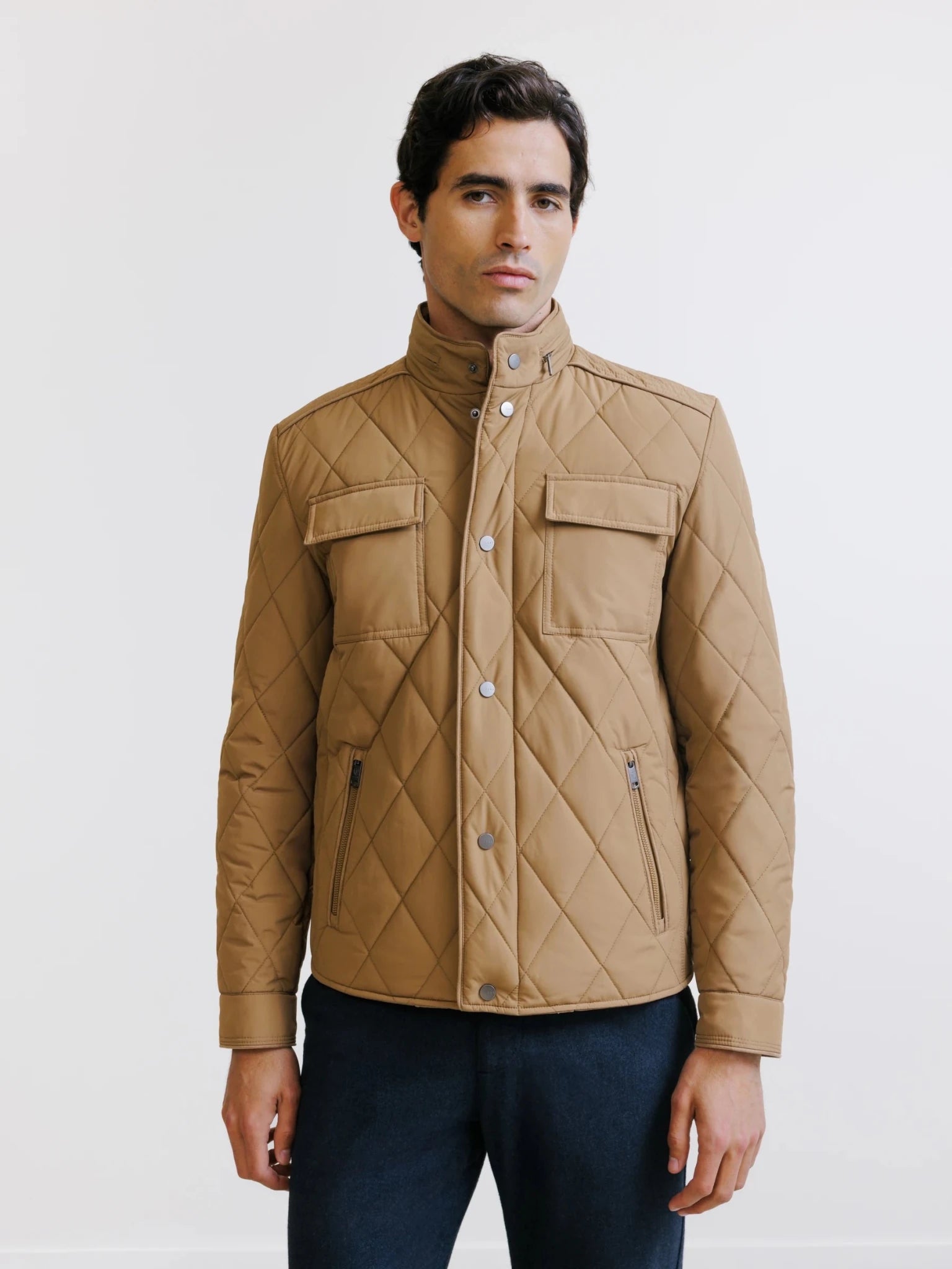 Blouson col montant camel