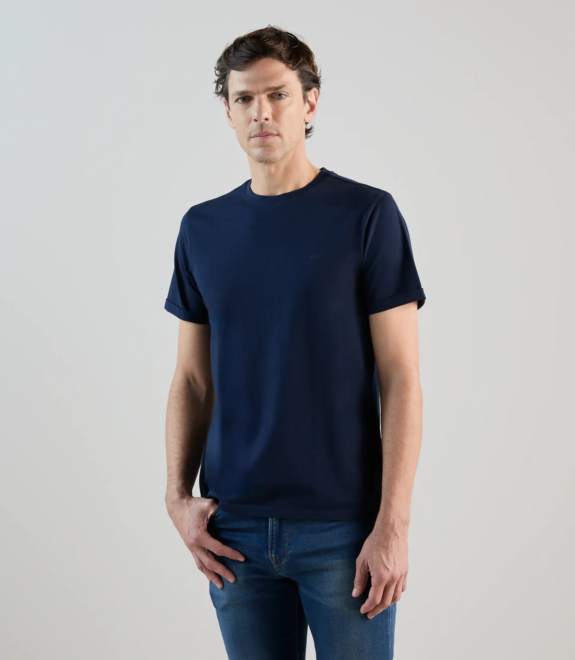 T-shirt col rond marine - IZAC