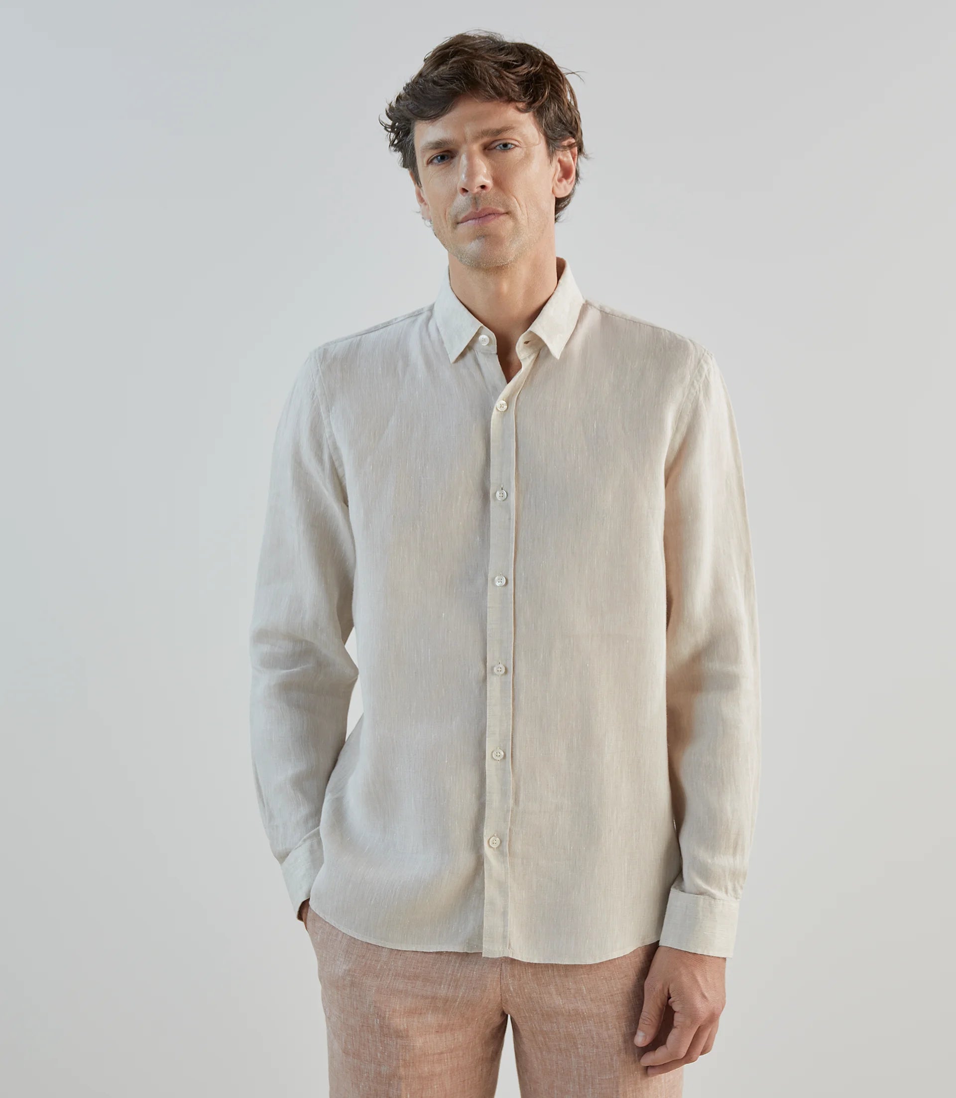 Chemise 100% lin beige - IZAC