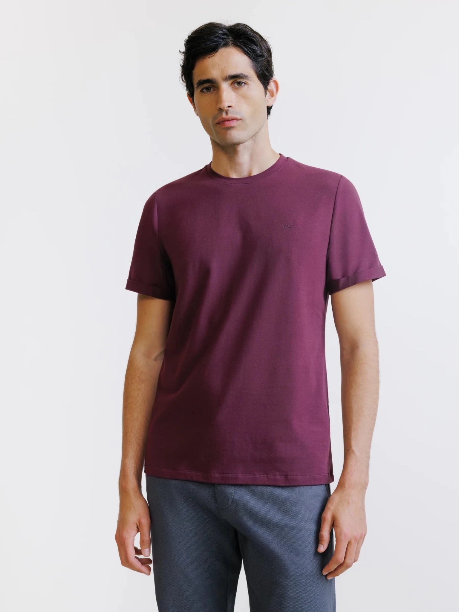 Burgundy crew neck t-shirt