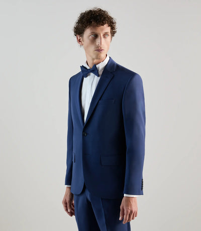 Costume 2 boutons en laine majoritaire bleu - IZAC