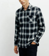 Chemise casual à petits carreaux marine