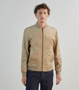 Blouson col teddy en suède beige - IZAC