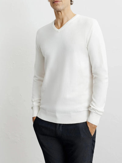 Pull col V écru