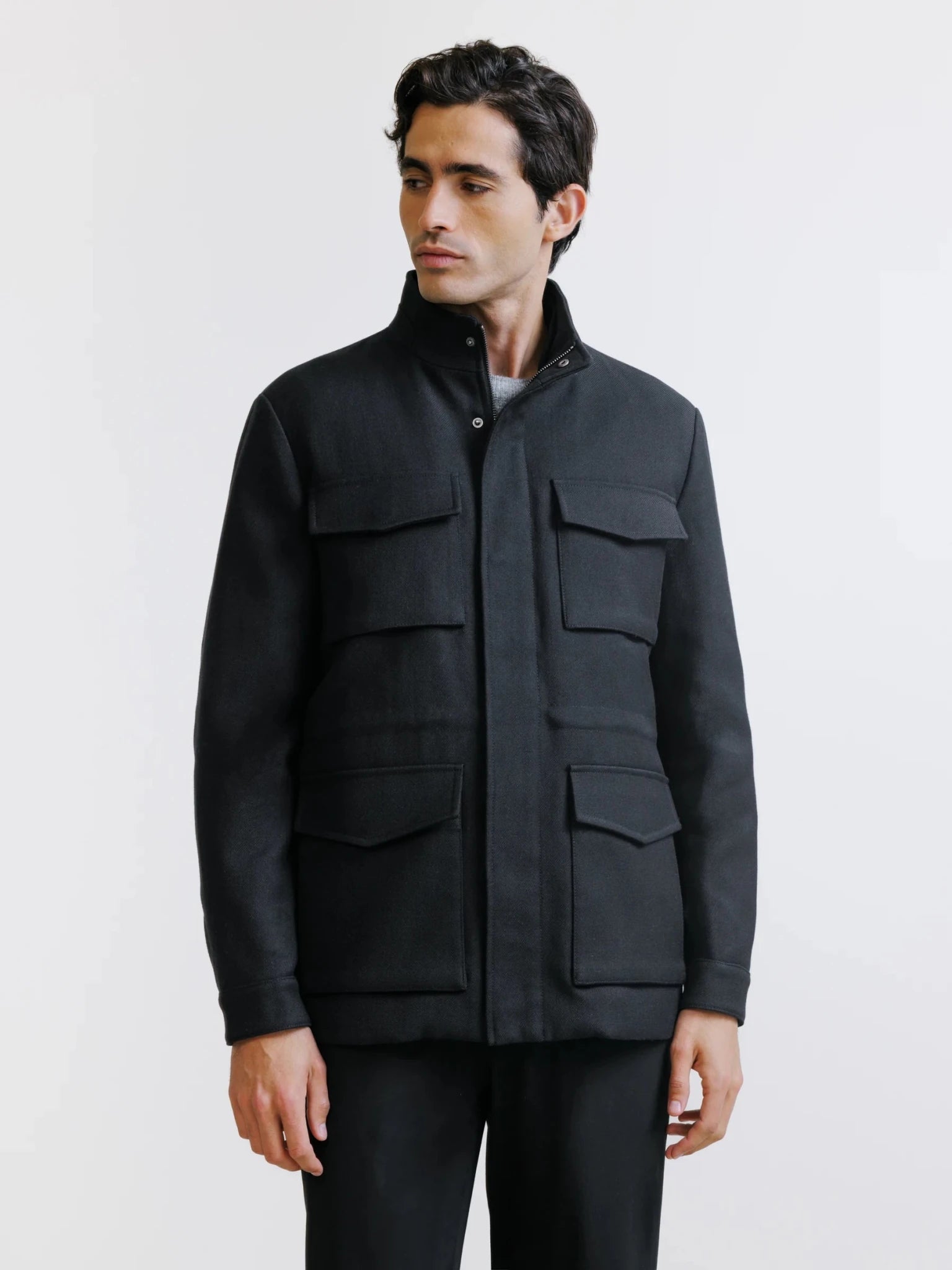 Parka courte à col montant noire - IZAC