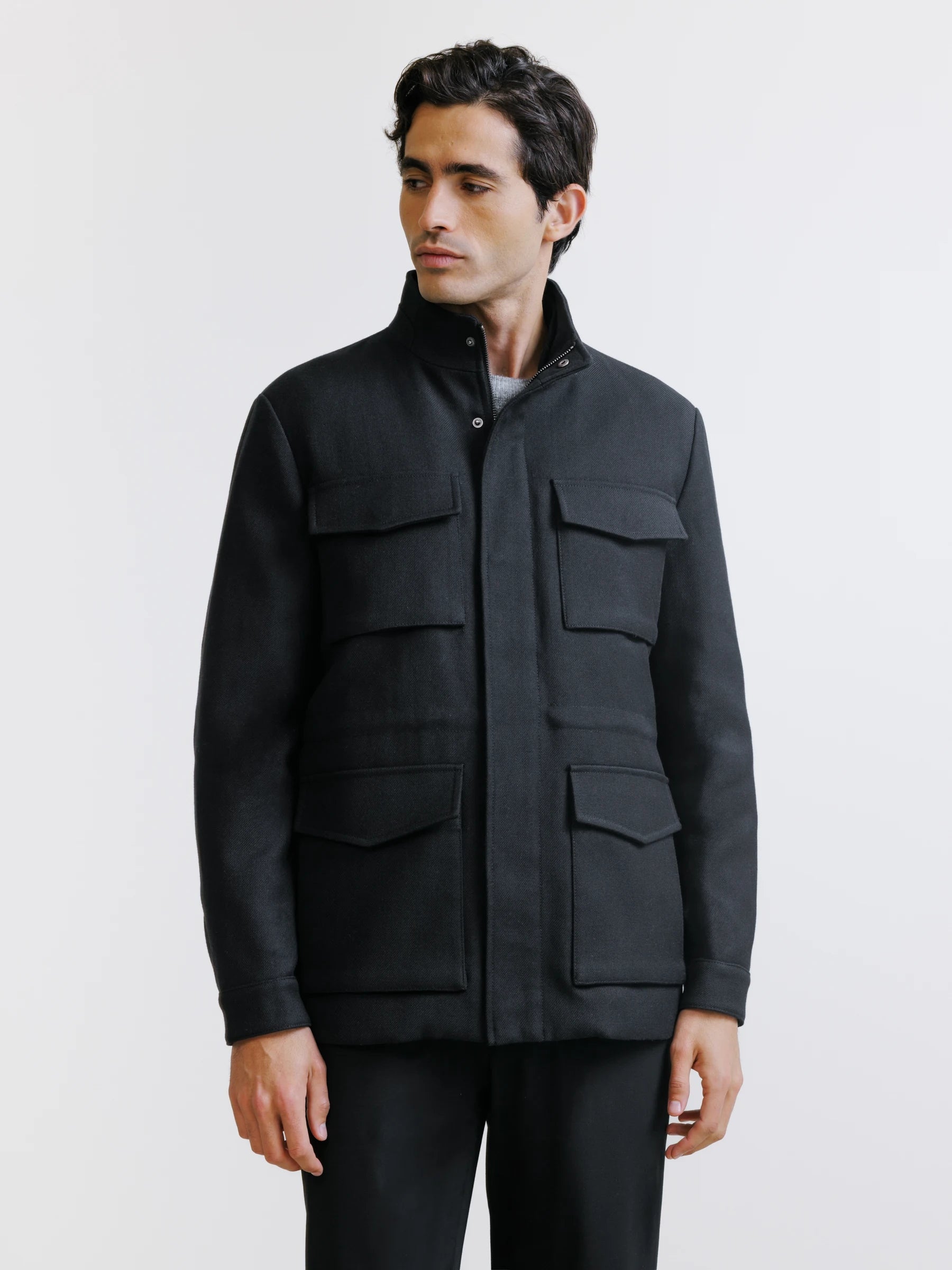 Parka courte à col montant noire