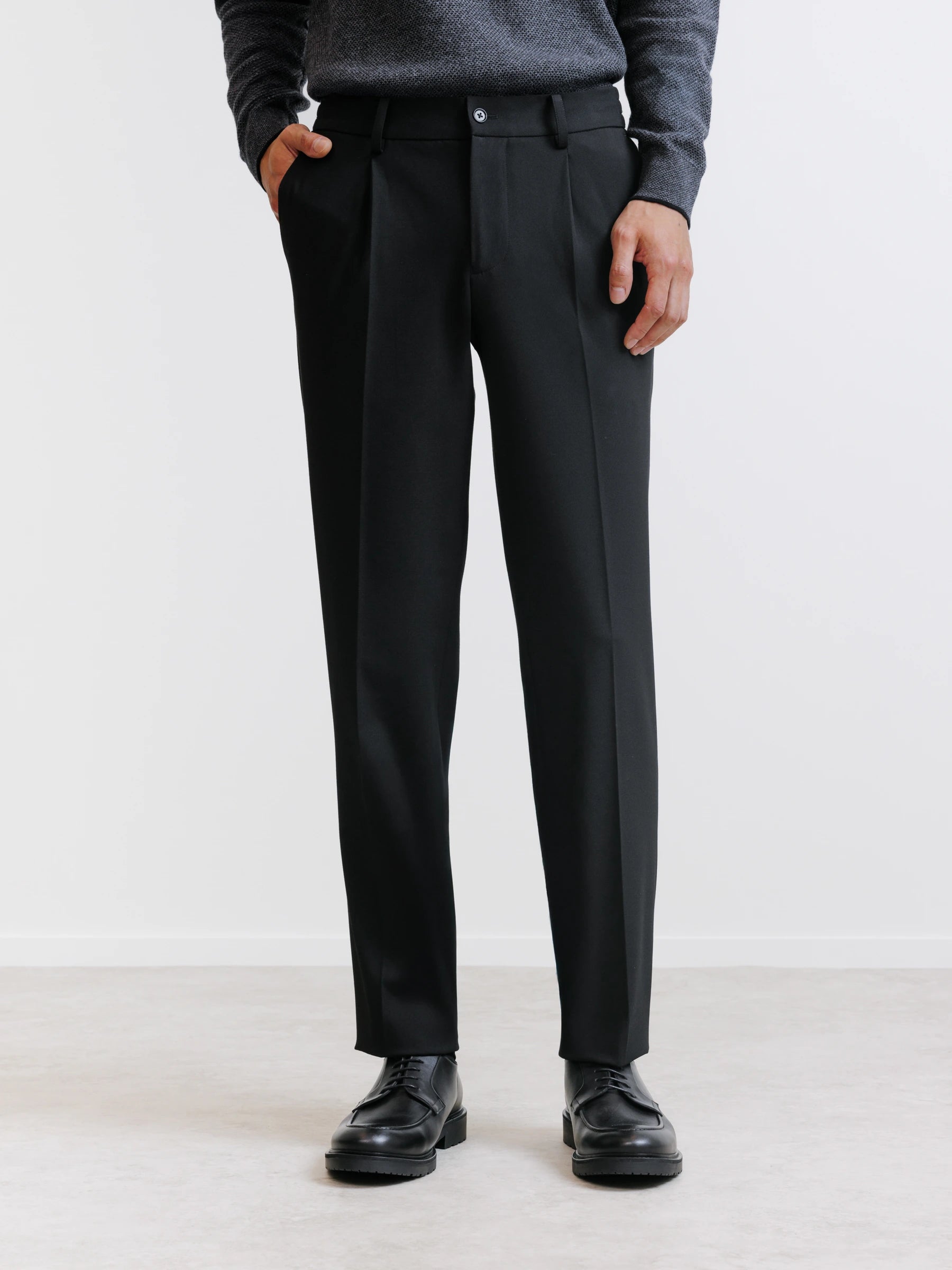 Black twill dress pants