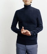 Pull col roulé 100% cachemire marine
