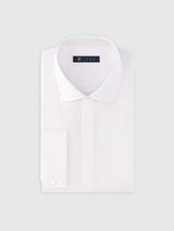 Chemise ville en satin de coton blanche - IZAC
