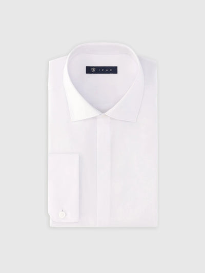 Chemise ville en satin de coton blanche - IZAC