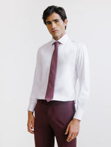 Chemise slim en satin de coton blanche