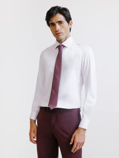 Chemise slim en satin de coton blanche