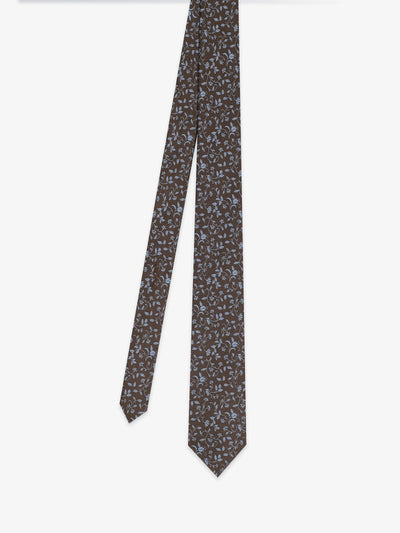 Brown floral tie