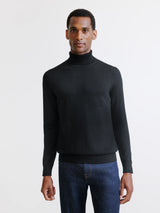 Black merino turtleneck sweater