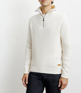 Ecru trucker-neck wool sweater