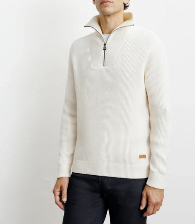 Ecru trucker-neck wool sweater