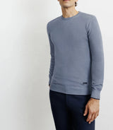 Round-neck sweater in indigo cotton