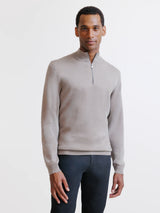 Pull à col demi-zippé taupe