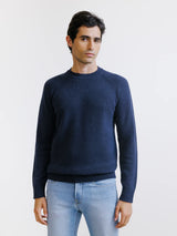 Pull en laine col rond marine