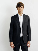 100% black wool suit