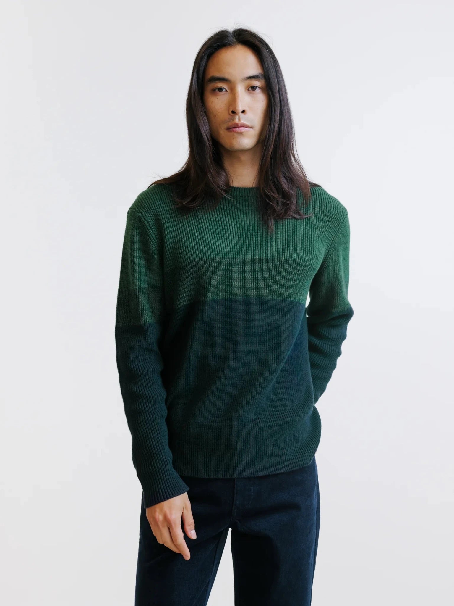 Pull col rond vert foncé - IZAC