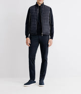 Sleeveless jacket reversible with a navy and gray amount of collar