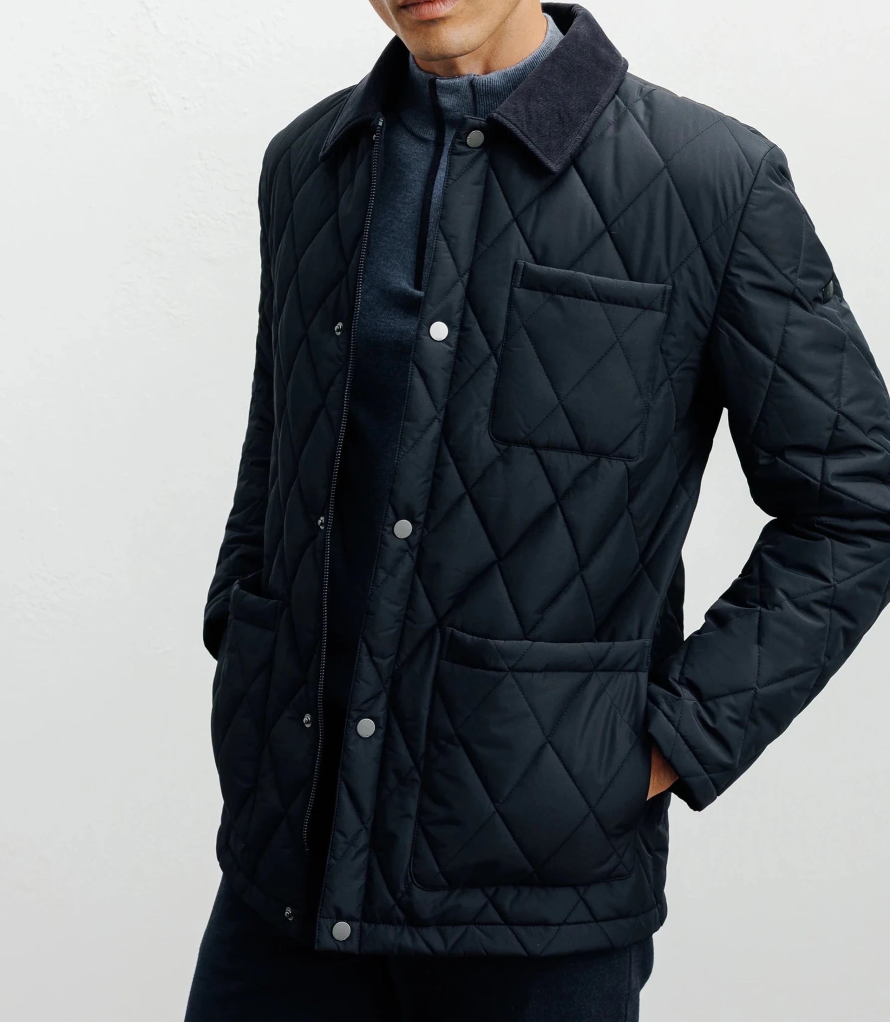 Blouson col chemise marine - IZAC