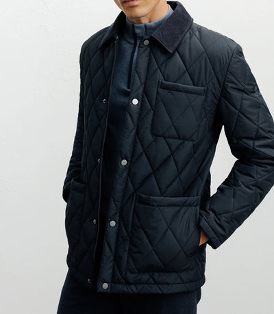 Navy shirt collar jacket