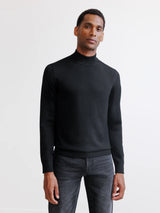 Black merino mock-neck sweater