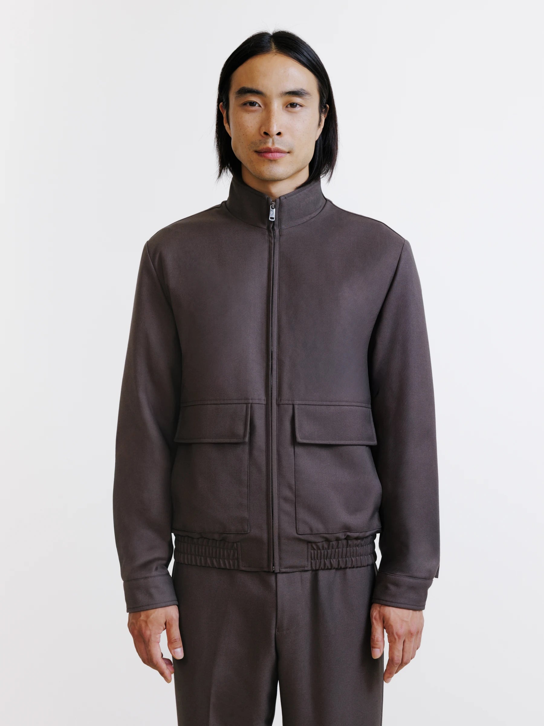 Blouson col montant marron