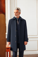 Manteau long droit marine