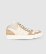 Sneakers montantes bi matière blanc et beige OSLO IZAC