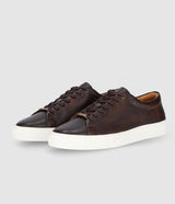 Sneakers cuir texturé cognac OAK - IZAC