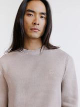 Pull col rond à jeu de points beige - IZAC