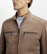 Blouson motard taupe