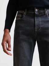 Brown straight-leg five-pocket jeans