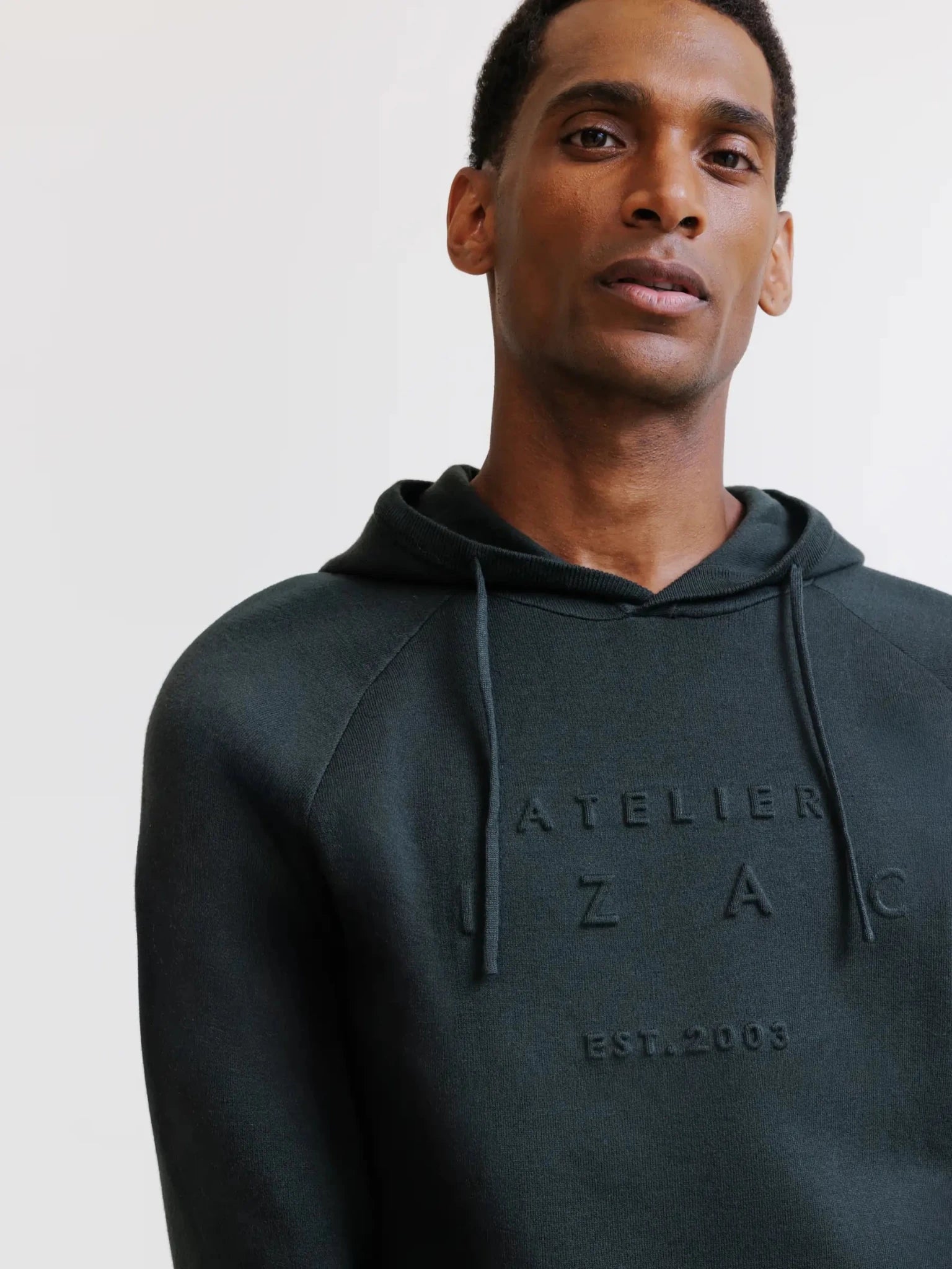 Pull à capuche en maille kaki foncé - IZAC