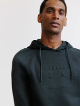 Pull à capuche en maille kaki foncé