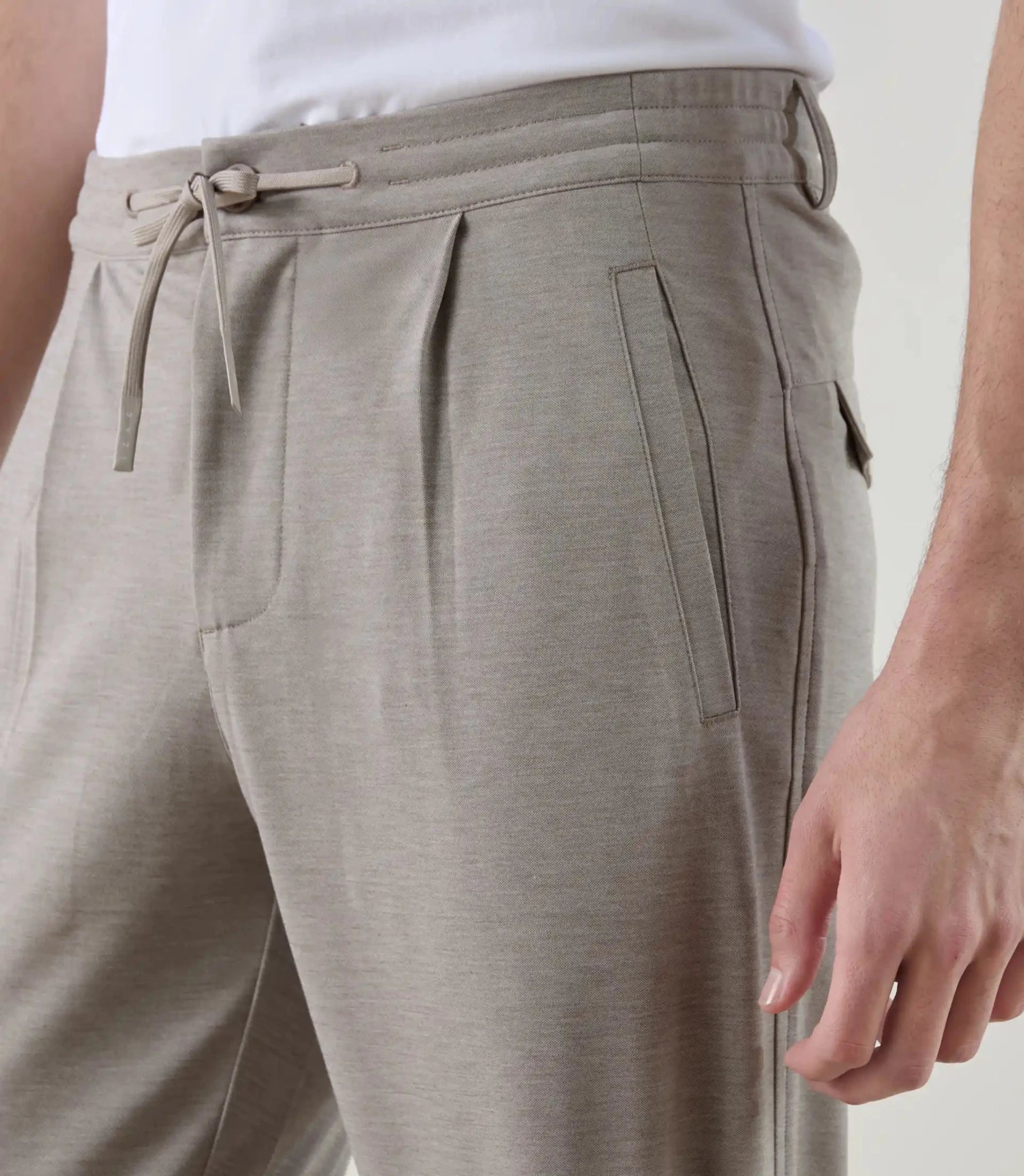 Pantalon casual en maille beige - IZAC