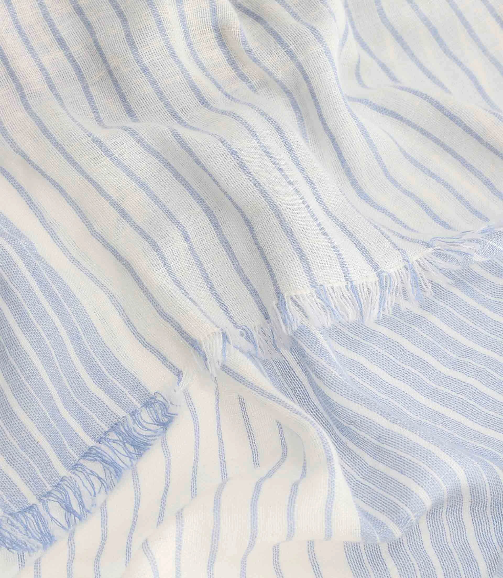 Écharpe rayée bleu ciel - IZAC