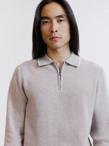 Beige zipped polo neck jumper