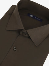 Chemise ville en satin marron foncé