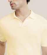 Polo col ouvert en maille jaune - IZAC