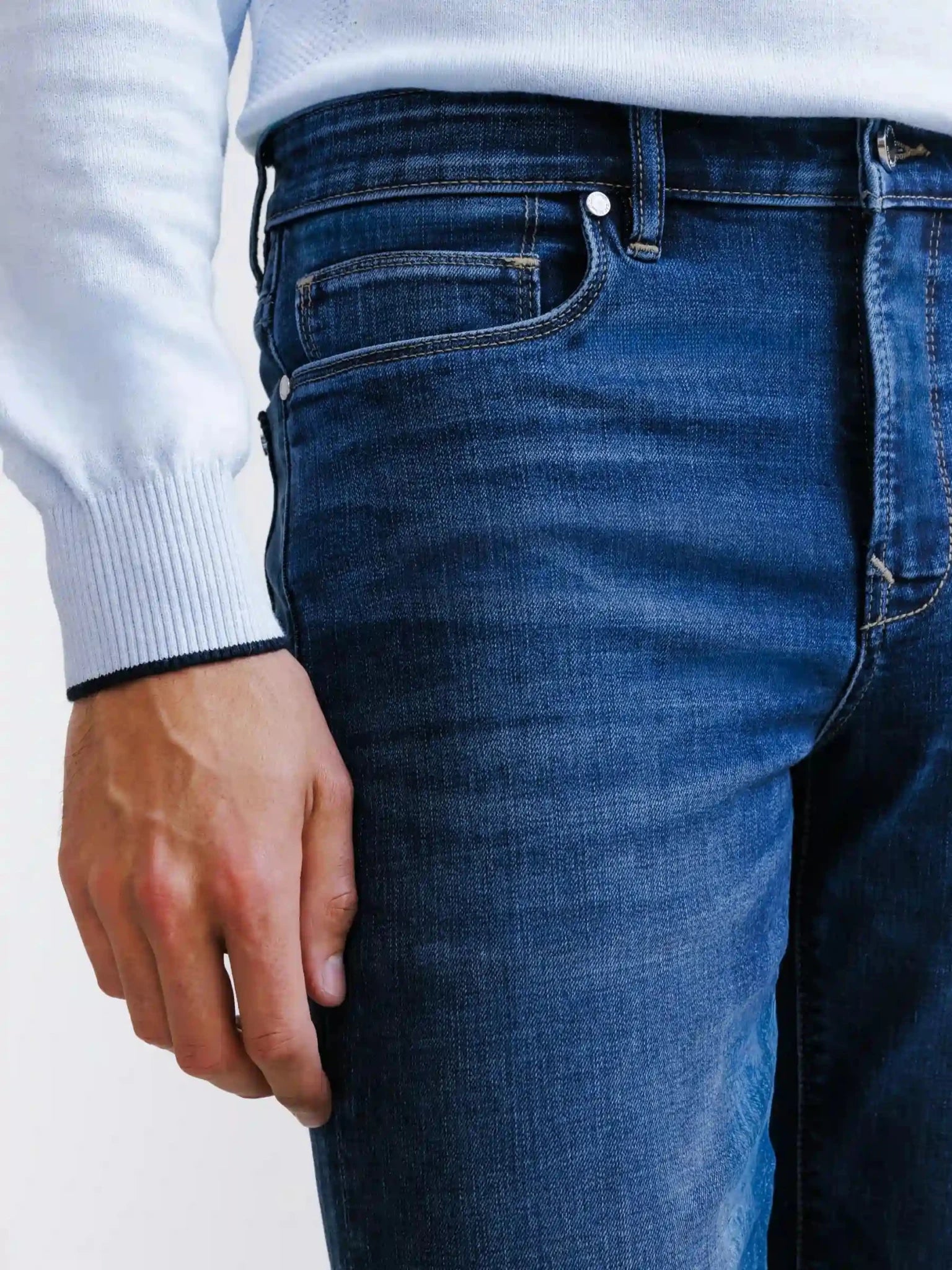 Jean 5 poches slim bleu moyen - IZAC